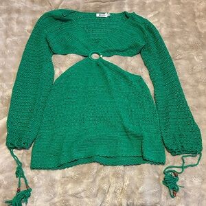 Green Crochet Knit Dress